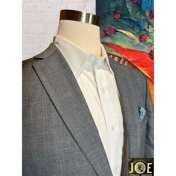 NWOT Joseph Abboud 42L Gray Muted Cobalt Blue Plaid Blazer Sport Coat Jacket - Picture 5 of 15